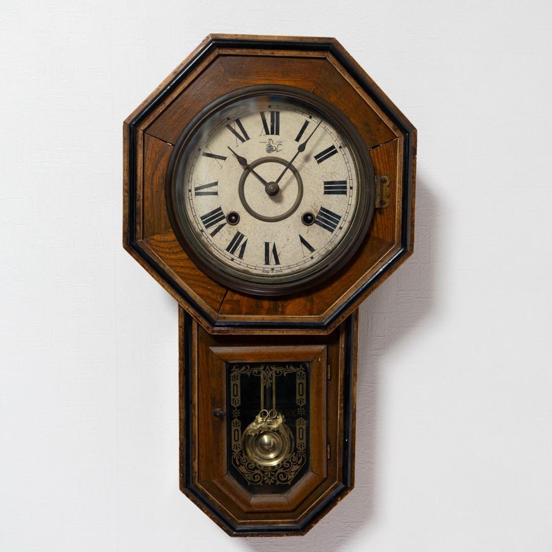 尾張時計　振り子時計　昭和レトロ　八角時計　オーバーホール済　動作品