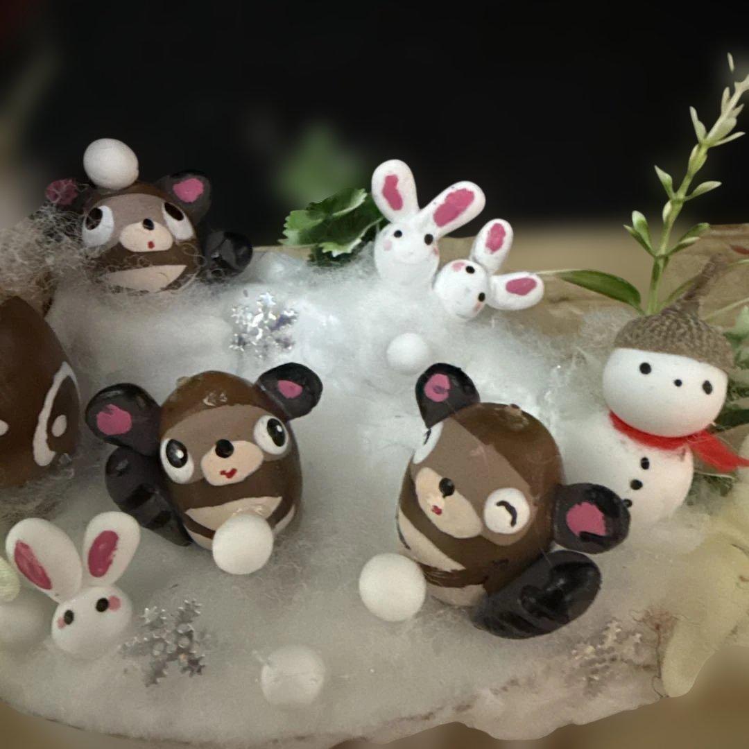 どんぐりアート♡冬のオブジェ3点セット＆ サンタがやってくるオブジェ♡