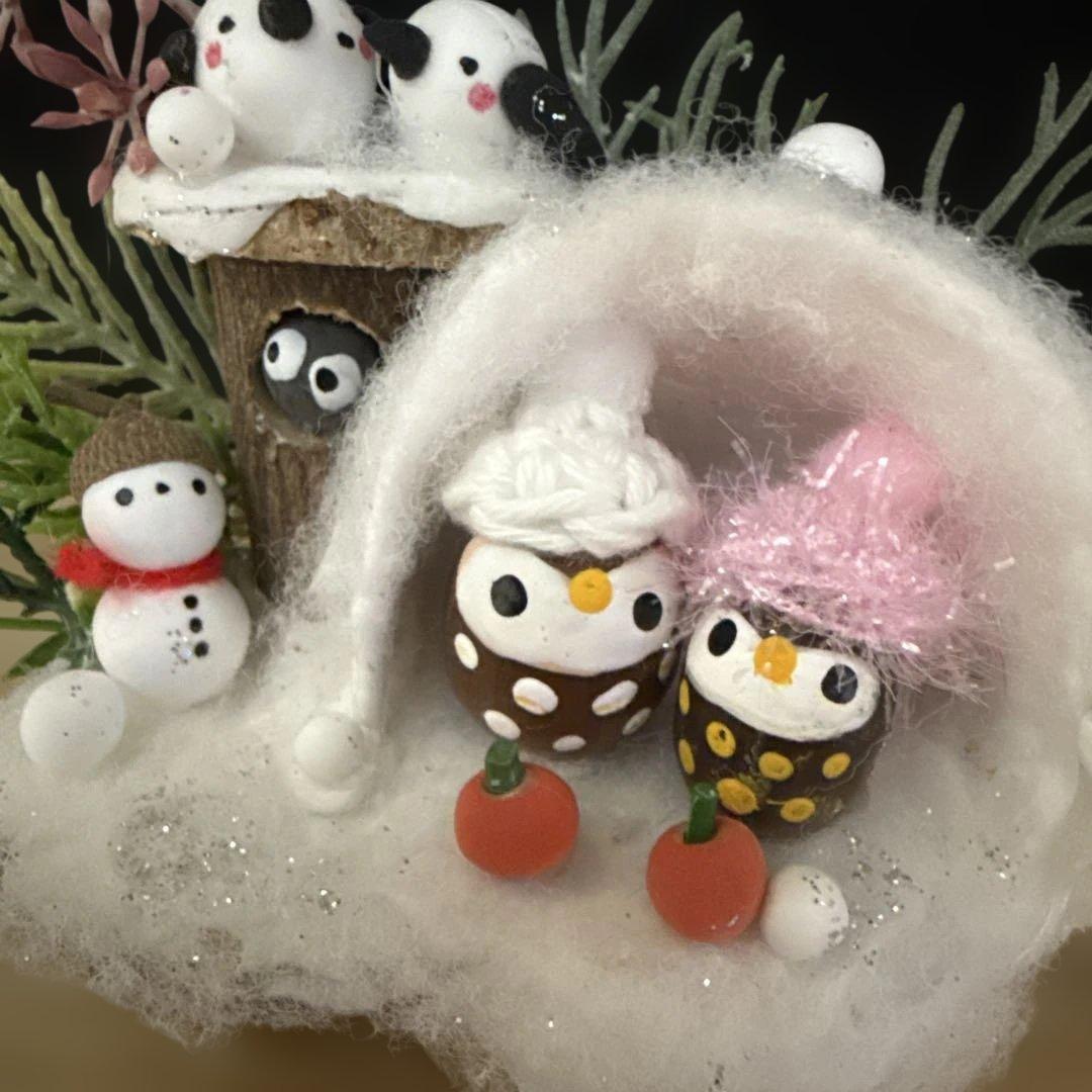 どんぐりアート♡冬のオブジェ3点セット＆ サンタがやってくるオブジェ♡