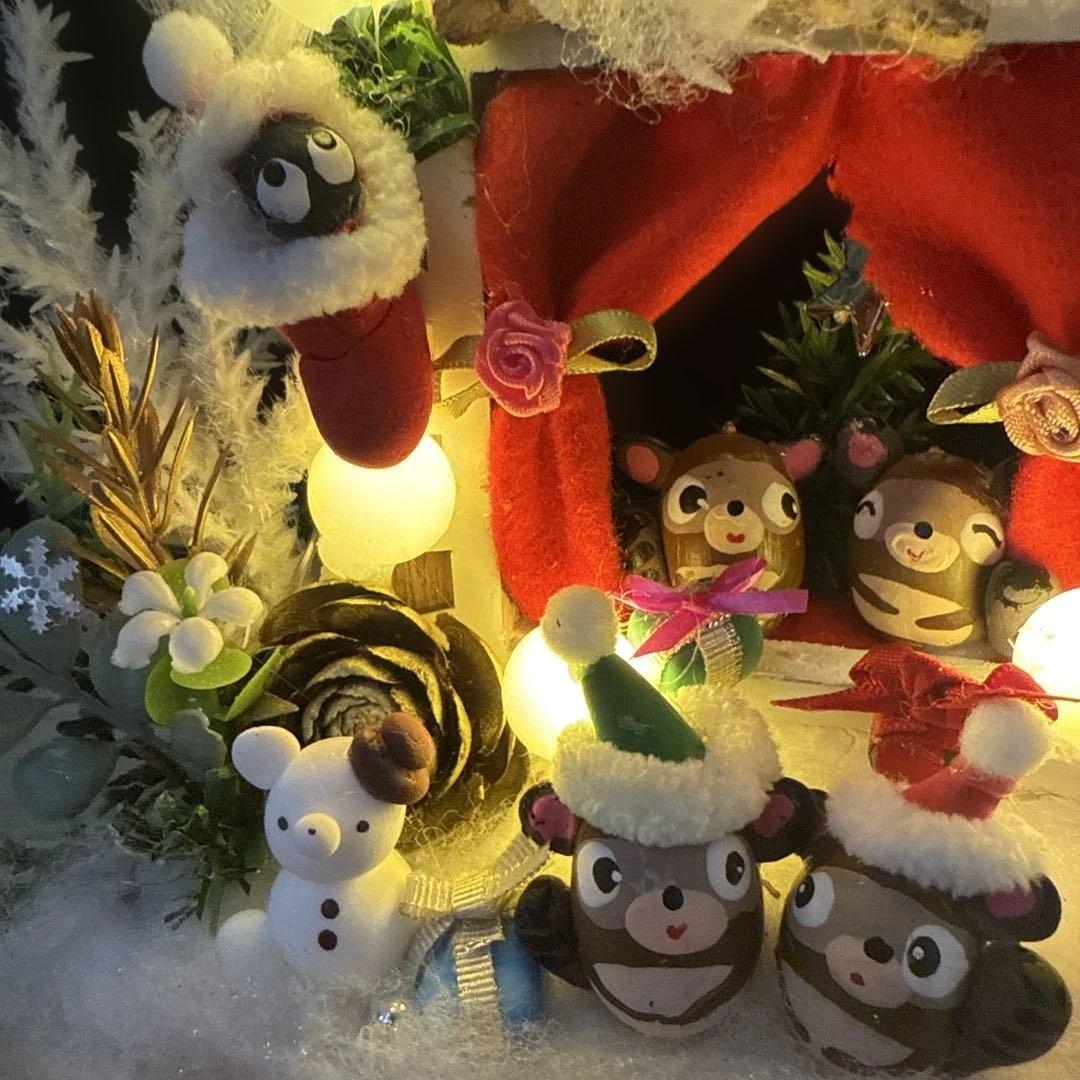 どんぐりアート♡冬のオブジェ3点セット＆ サンタがやってくるオブジェ♡