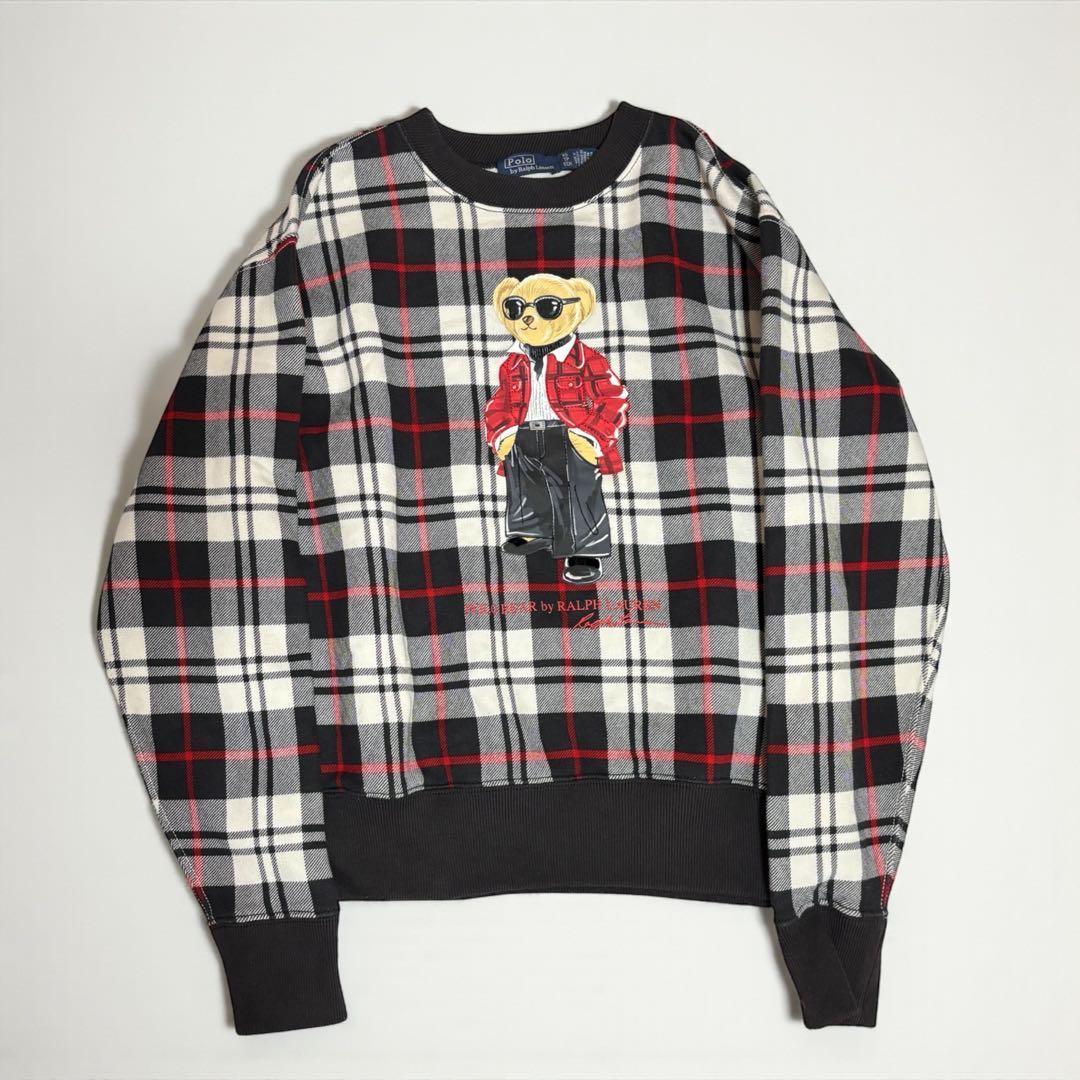 ポロ バイ ラルフローレン スウェット チェック ベロア ステッチ 刺繍 ビーズ