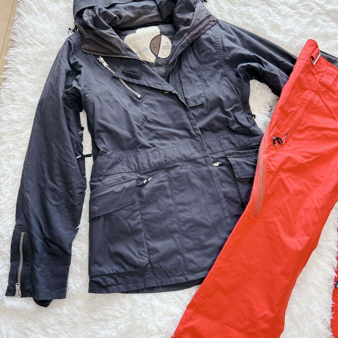 ホールデン スノーボードウェア 上下セットS フレアパンツ 黒 赤 ブーツカット