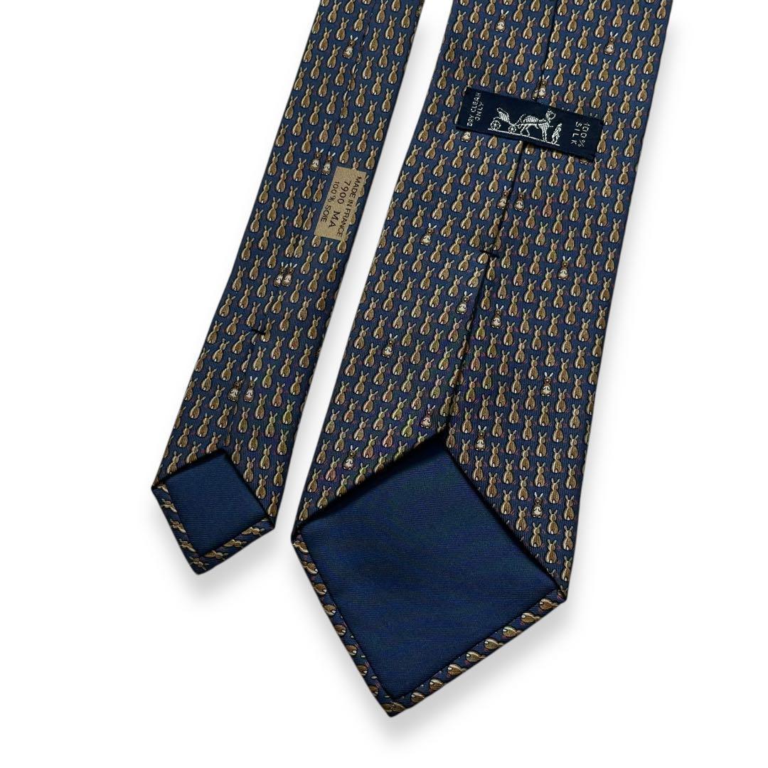 良品✨HERMES ネクタイ　エルメス　可愛い　うさぎ　動物　アニマル