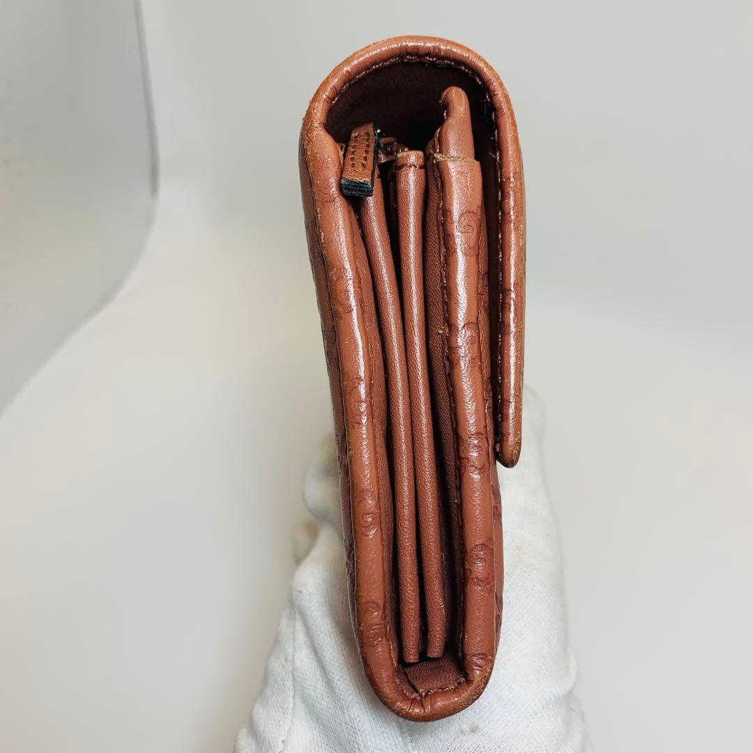 ⭐️GUCCI 長財布　グッチシマレザーゴールドプレート　ブラウン
