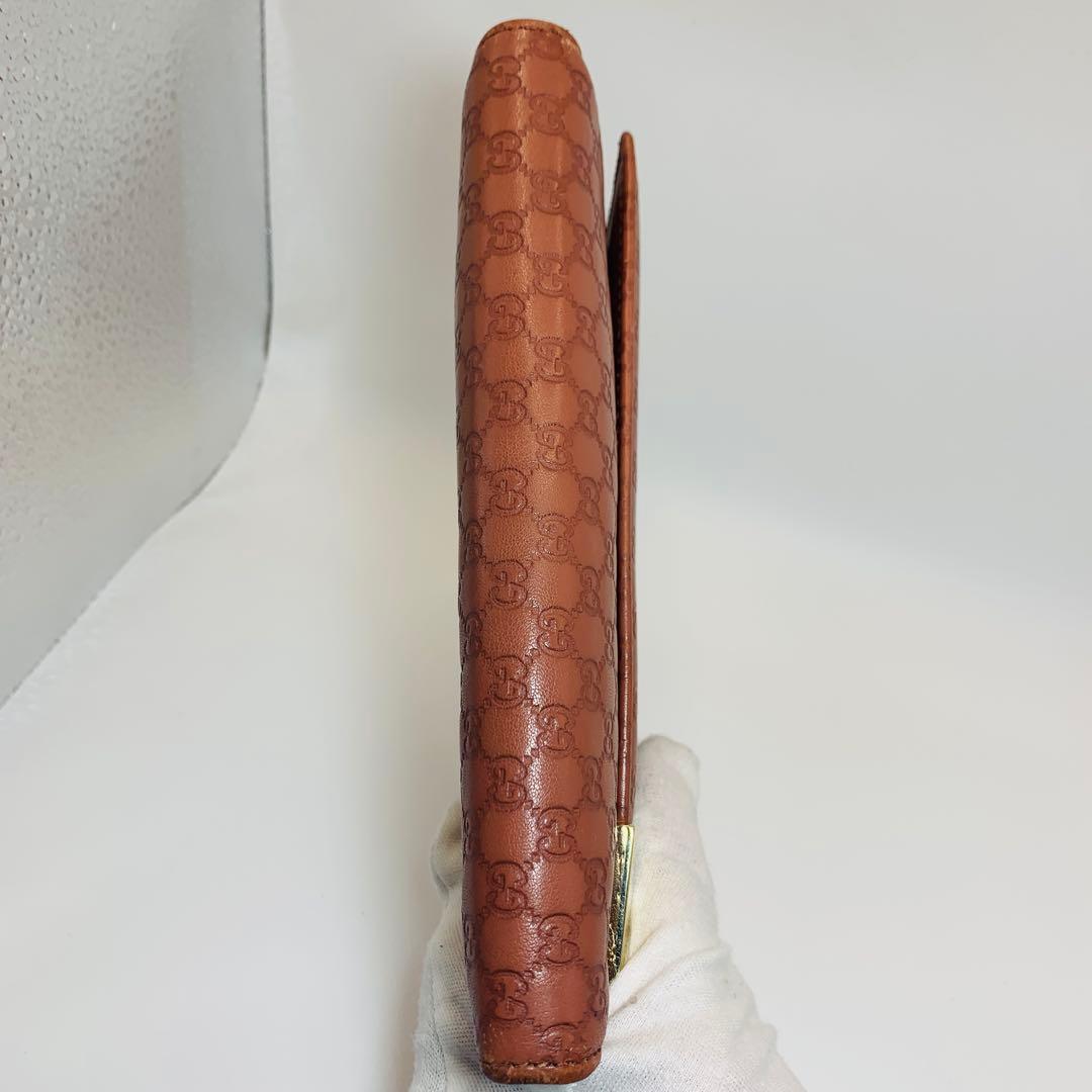 ⭐️GUCCI 長財布　グッチシマレザーゴールドプレート　ブラウン