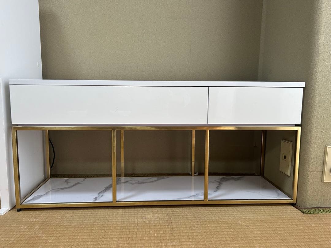 【美品】フランフラン　レーヌテレビボード　TV台　大理石調　ゴールドフレーム