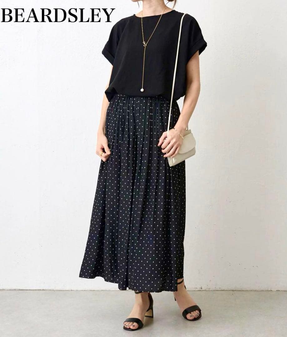 BEARDSLEY ドット柄 ロングスカート　キュロット　ブラック