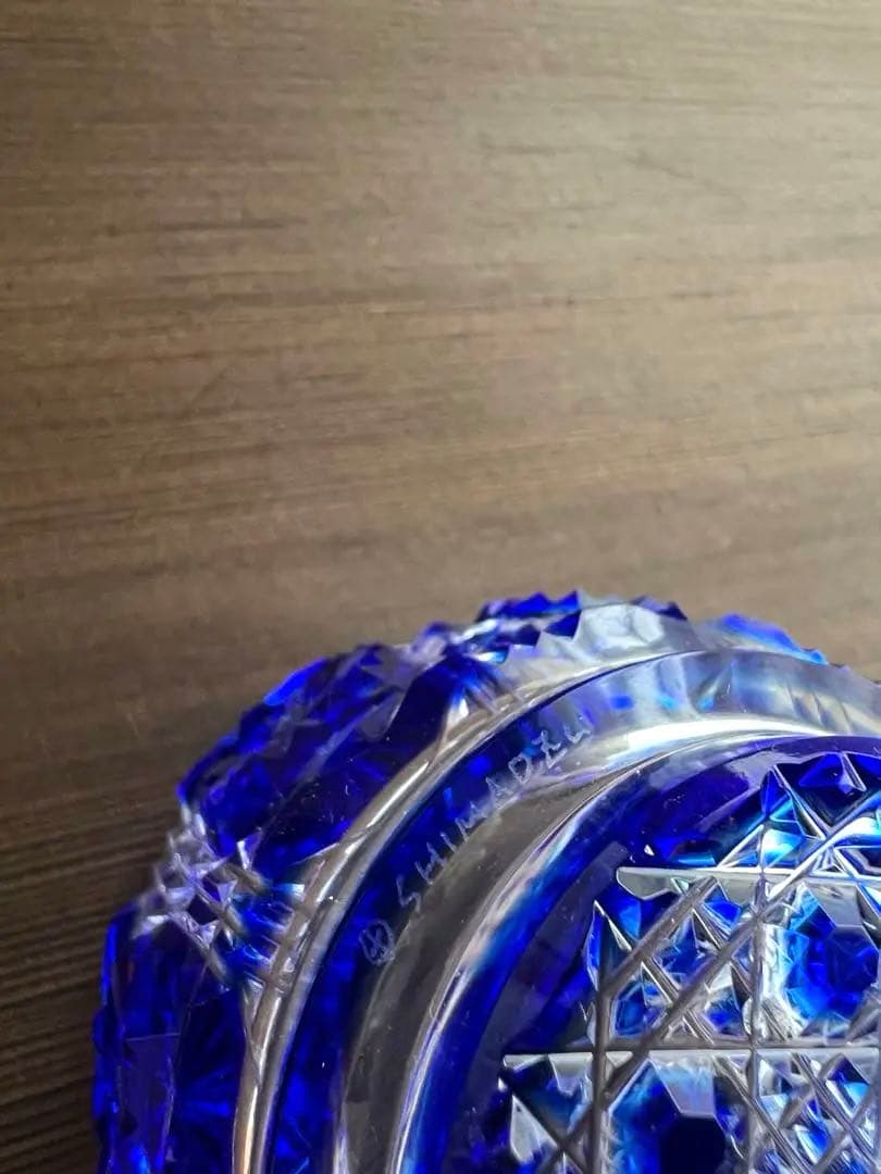 新品 美品 猪口 復元 島津薩摩切子 薩摩ガラス 藍