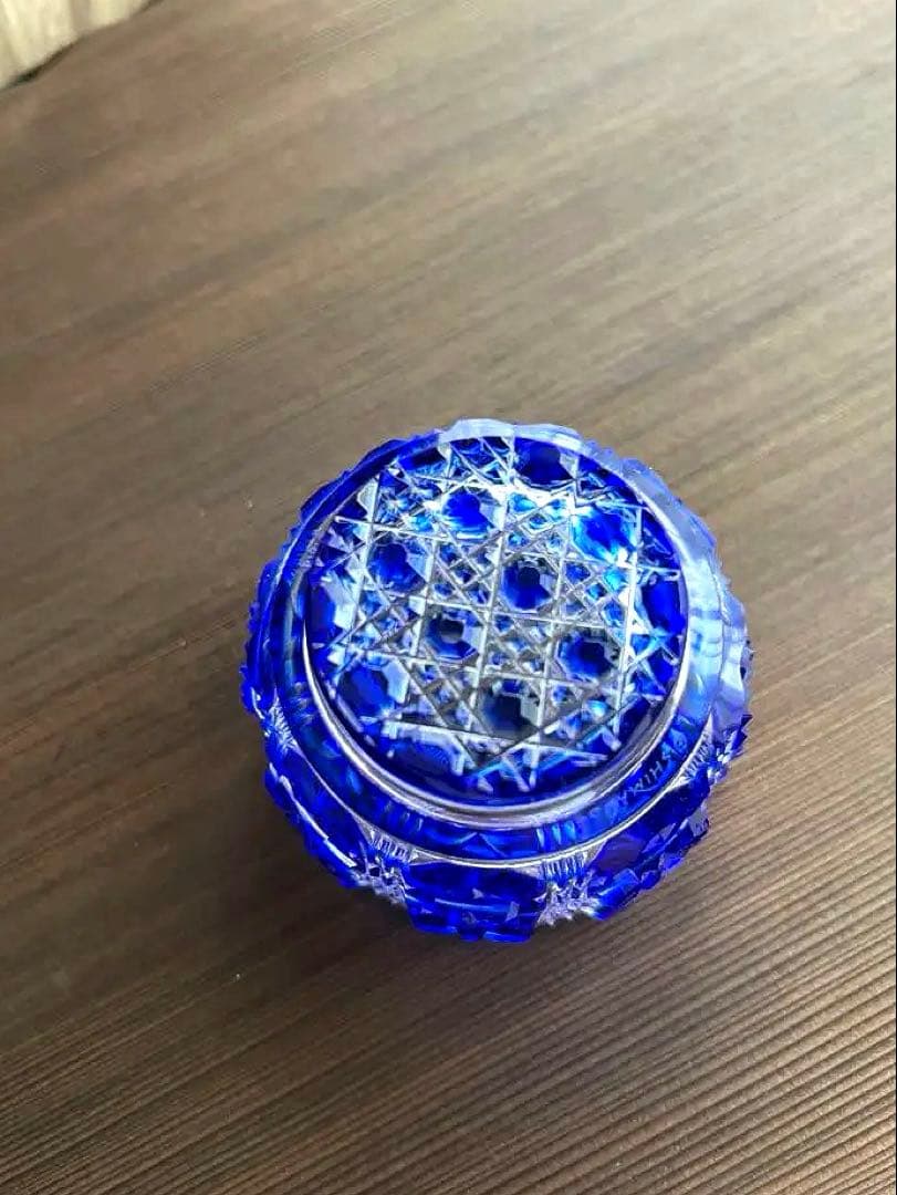 新品 美品 猪口 復元 島津薩摩切子 薩摩ガラス 藍