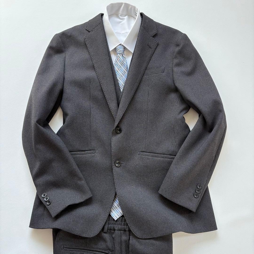 未使用級 スーツセレクト 千鳥格子　4S スーツ スリーピース 2B