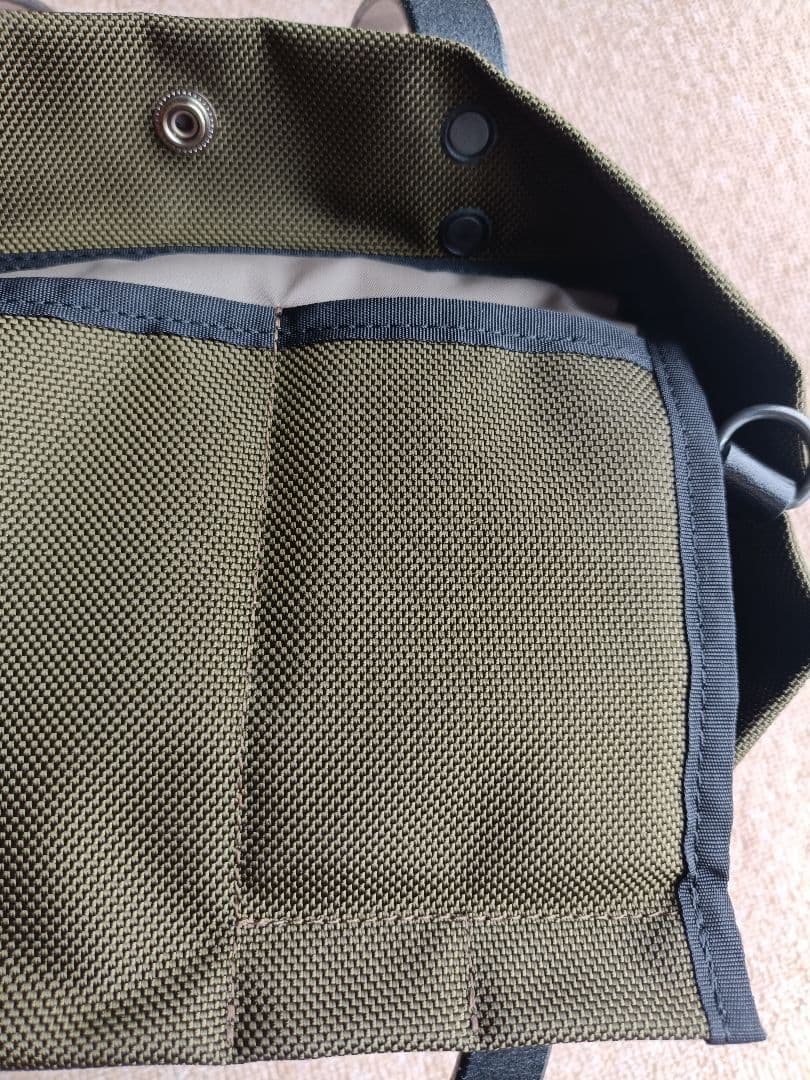 カワニシカバン　ミコＳ持手ロング　カーキ　コーデュラ　栃木レザー　帆布かぶせ蓋付