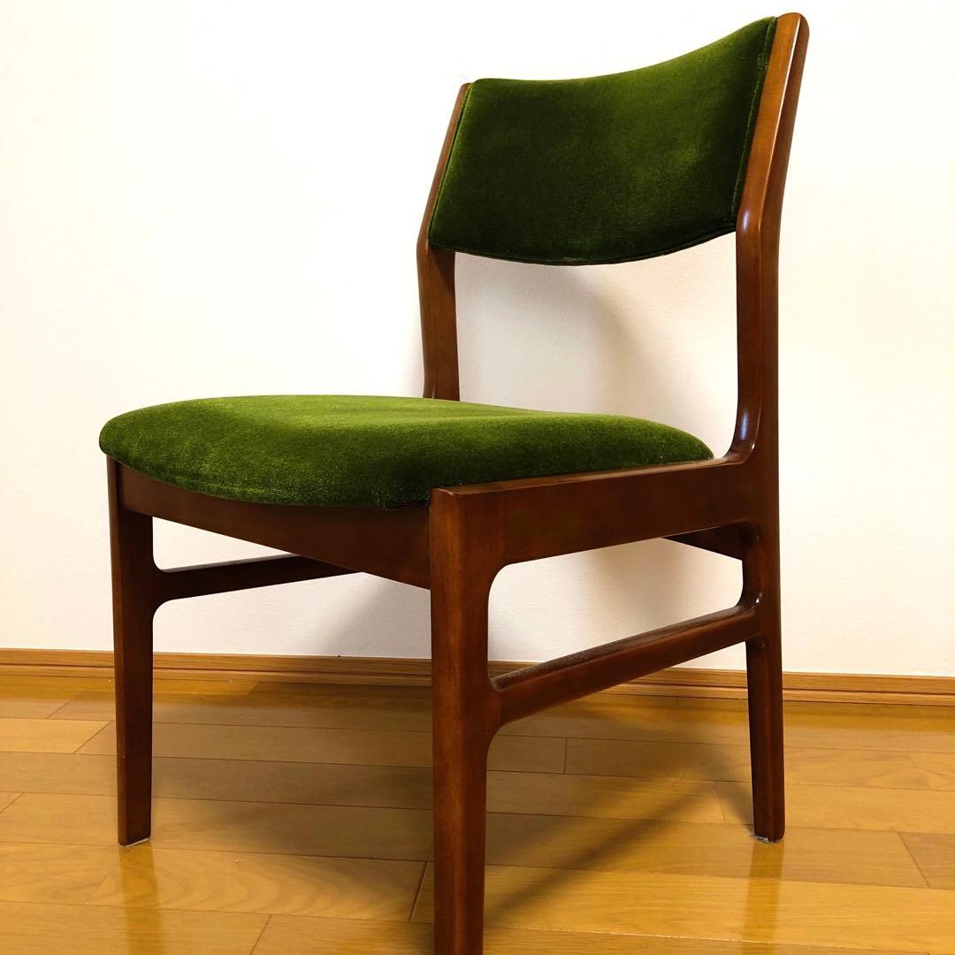 カリモク60 ダイニングチェア　モケットグリーン　カリモク家具　日本製