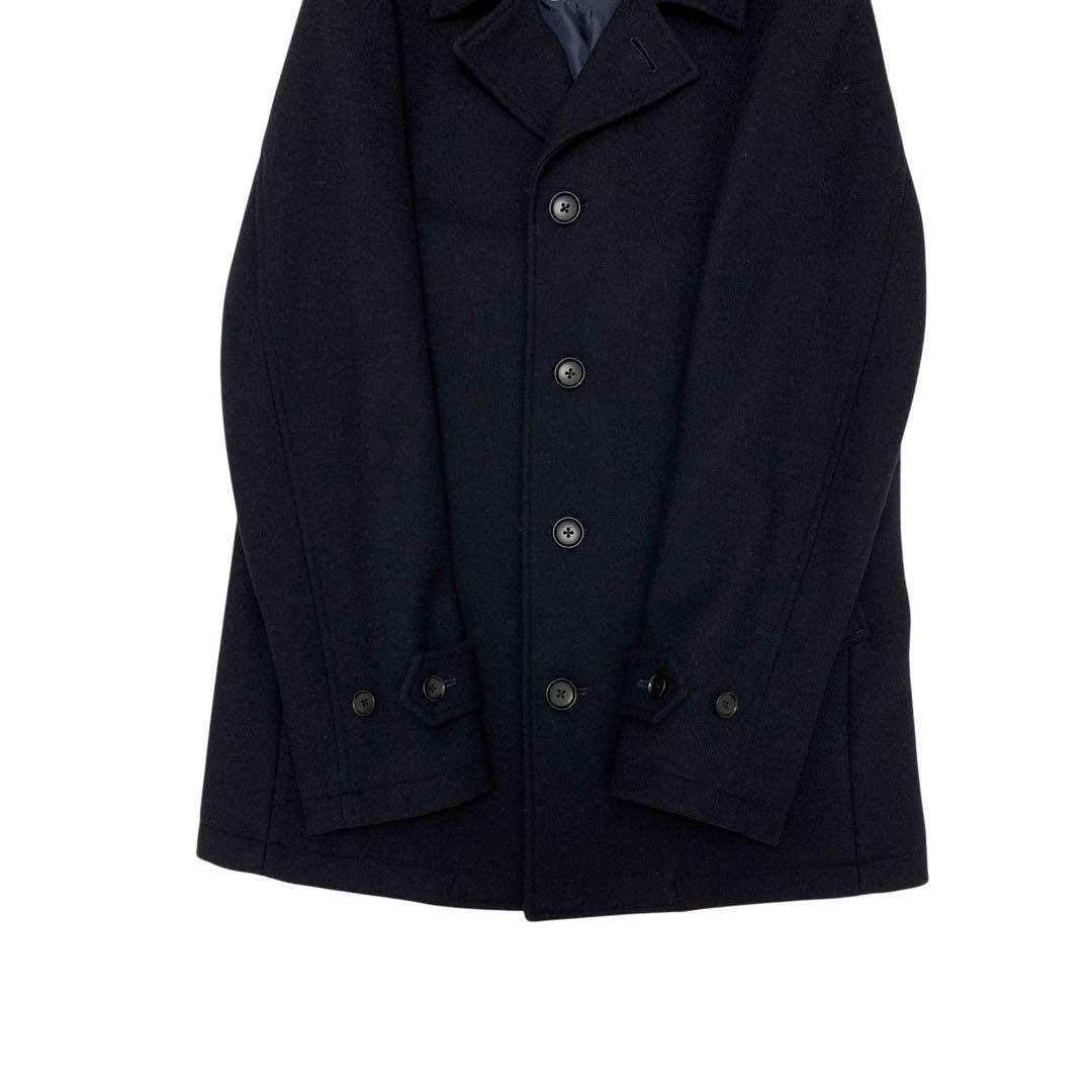 【美品】SHIPS✨スーパー160s メリノウール シングルピーコート ネイビー