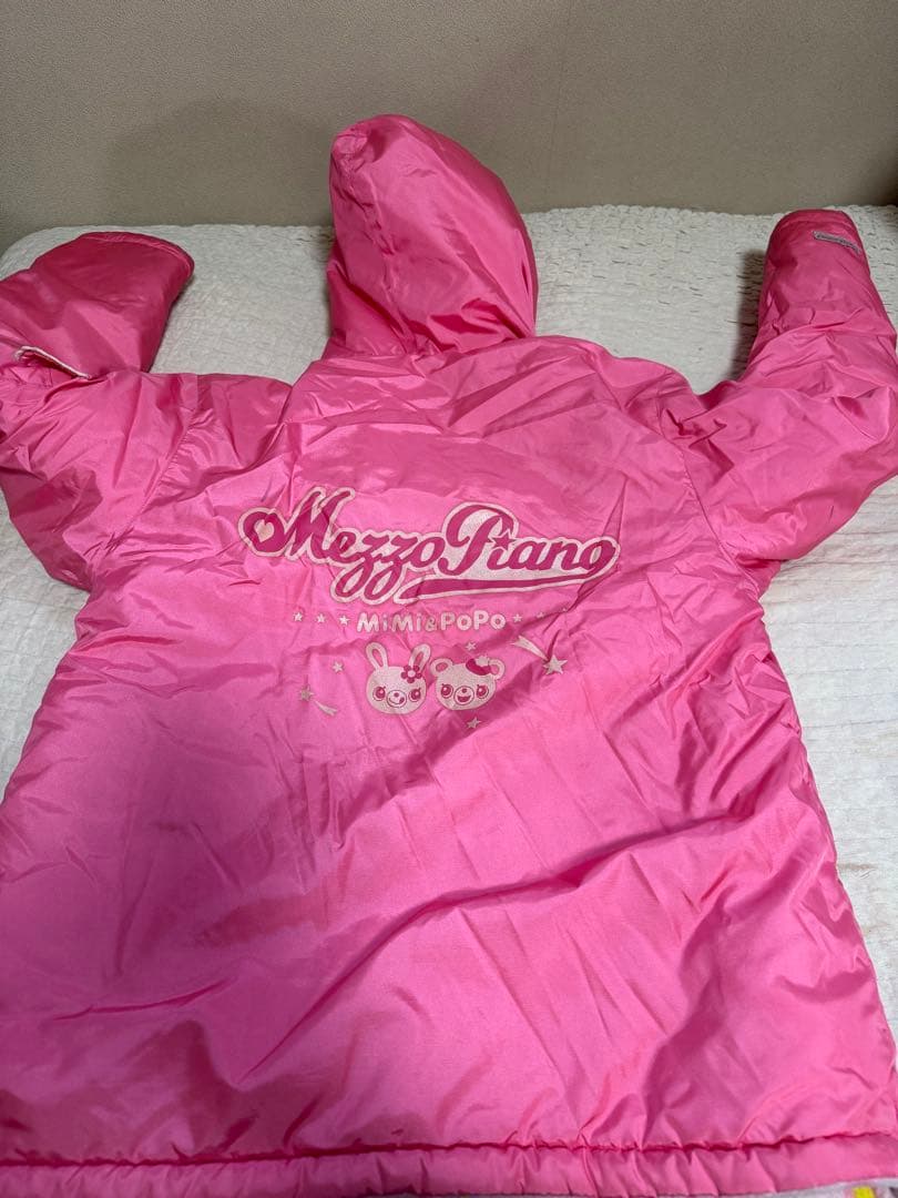 メゾピアノ　ミミ　ポポ　フリースジャケットジャンパー　160㎝　ピンク　ワッペン