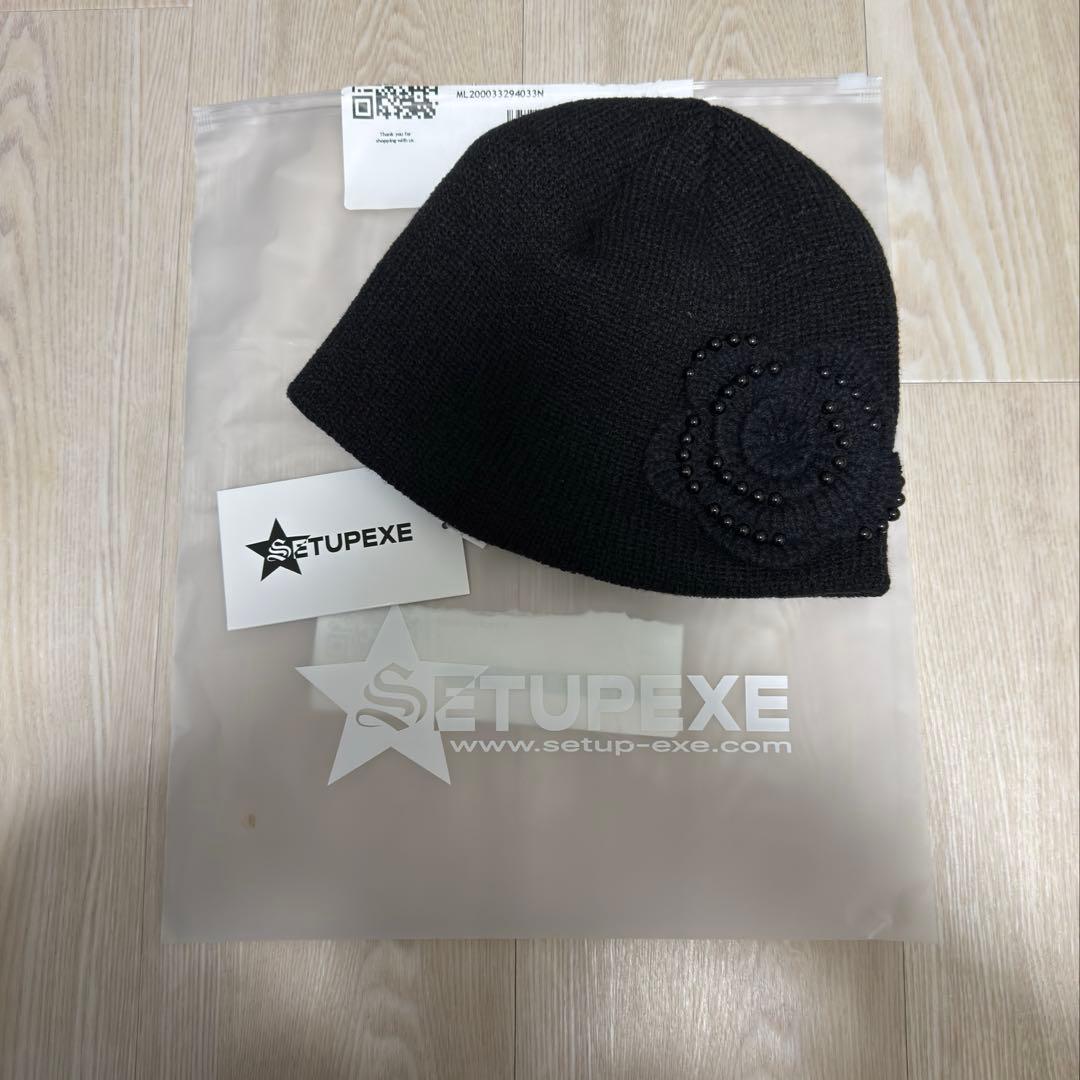 帽子 SETUPEXE PEARL CORSAGE BEANIE