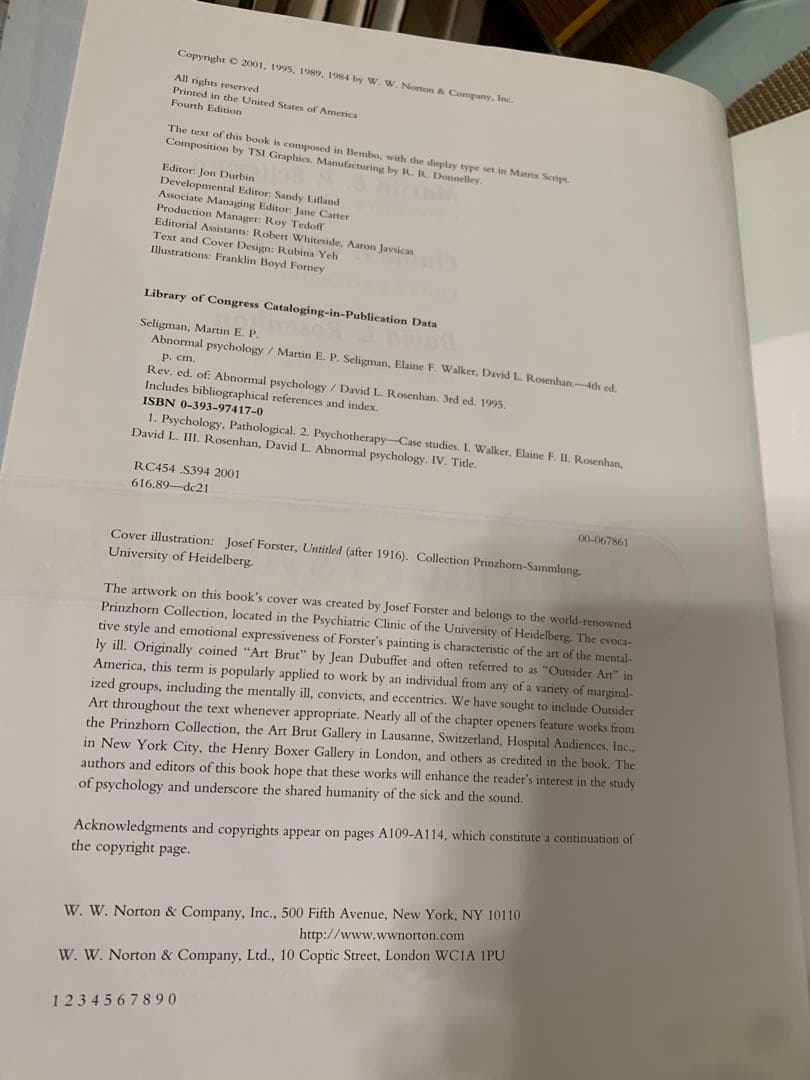 Abnormal Psychology 第四版