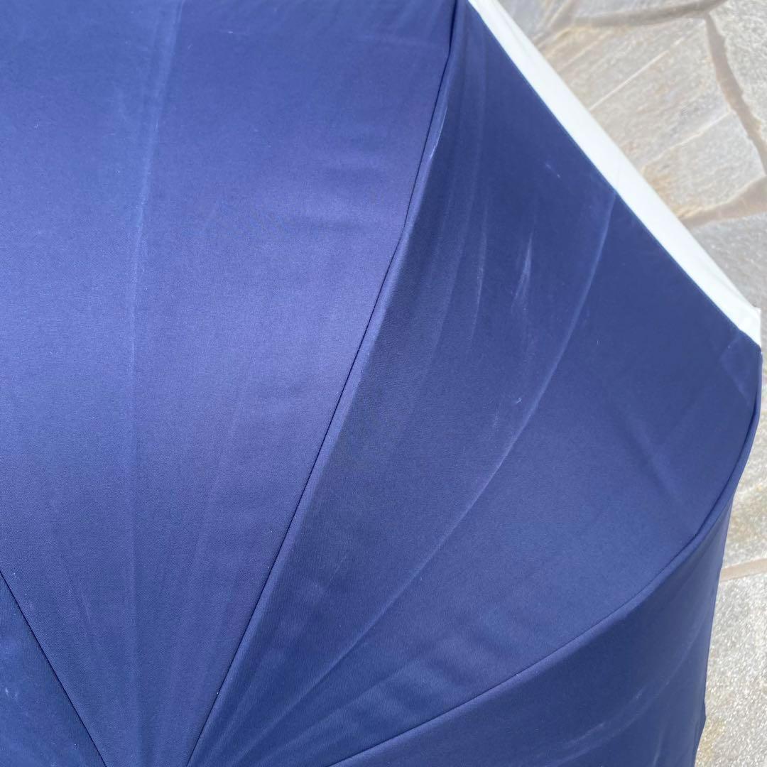 芦屋ロサブラン♡遮光日傘　長傘　ネイビー　紺色　バンブー　持ち手竹　紫外線対策