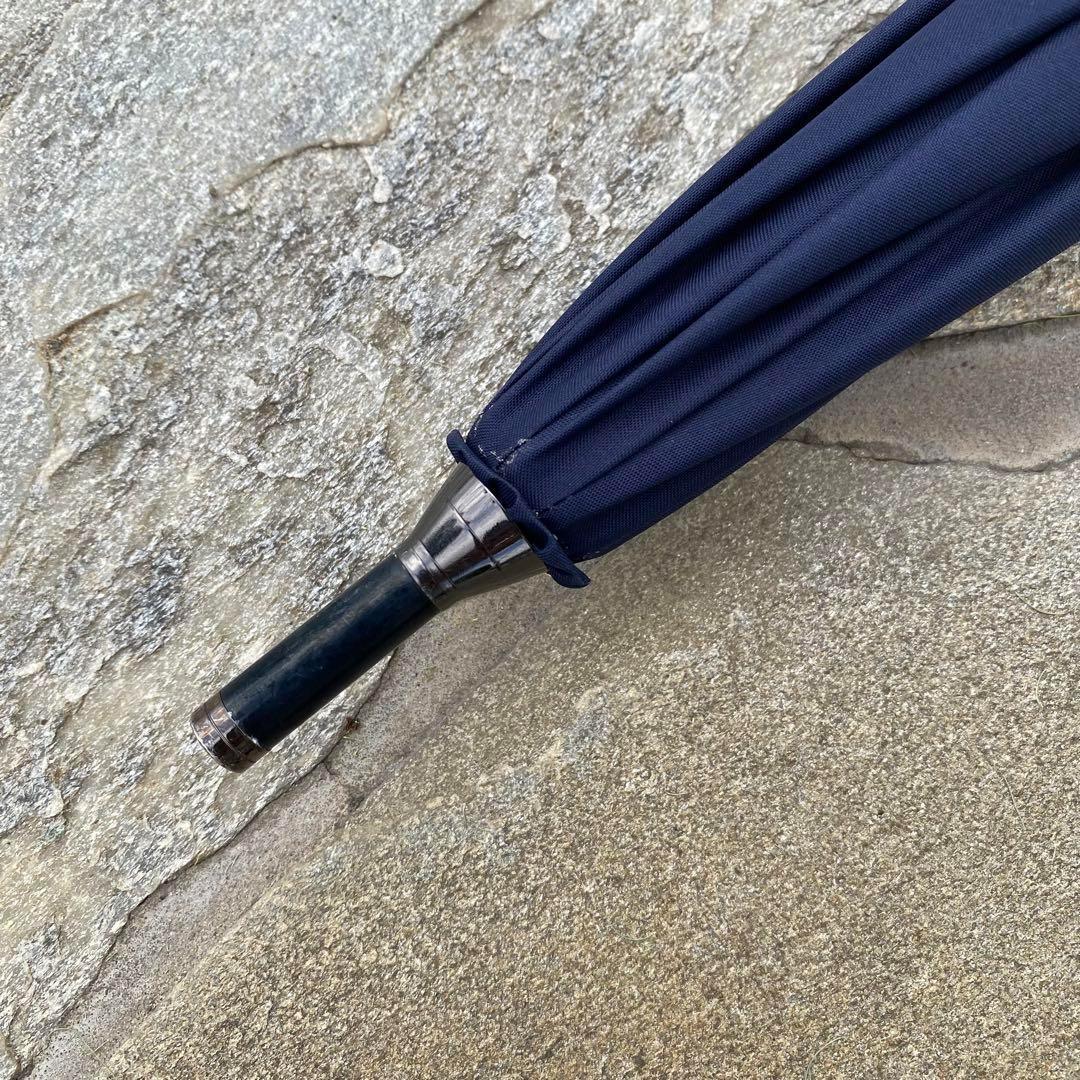 芦屋ロサブラン♡遮光日傘　長傘　ネイビー　紺色　バンブー　持ち手竹　紫外線対策