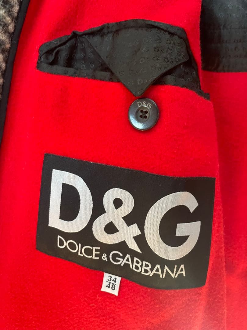 絢爛豪華☆D&Gイタリア製 ブラウンボア ヘリンボーン ウールハーフコート LL