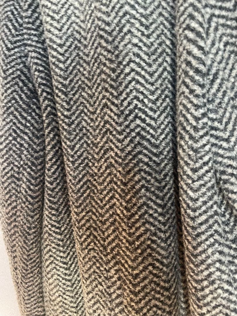 絢爛豪華☆D&Gイタリア製 ブラウンボア ヘリンボーン ウールハーフコート LL