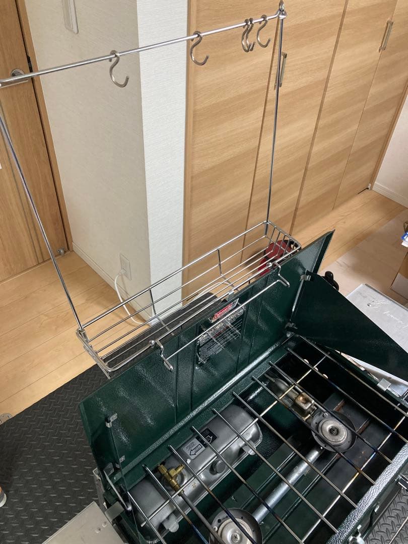 値下げ⭐5点　Coleman 414 ツーバーナー＋スタンド＋トレイ＋ラック2種