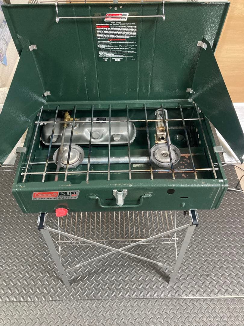 値下げ⭐5点　Coleman 414 ツーバーナー＋スタンド＋トレイ＋ラック2種