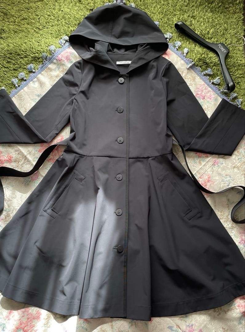 FOXEY レイニー フィット&フレア Aライン トレンチコート