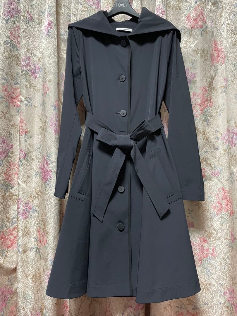 FOXEY レイニー フィット&フレア Aライン トレンチコート