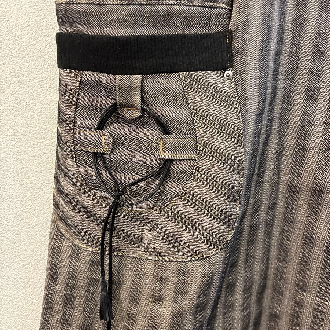 t.b 美品ストライプ ロングコート グレー ブラック