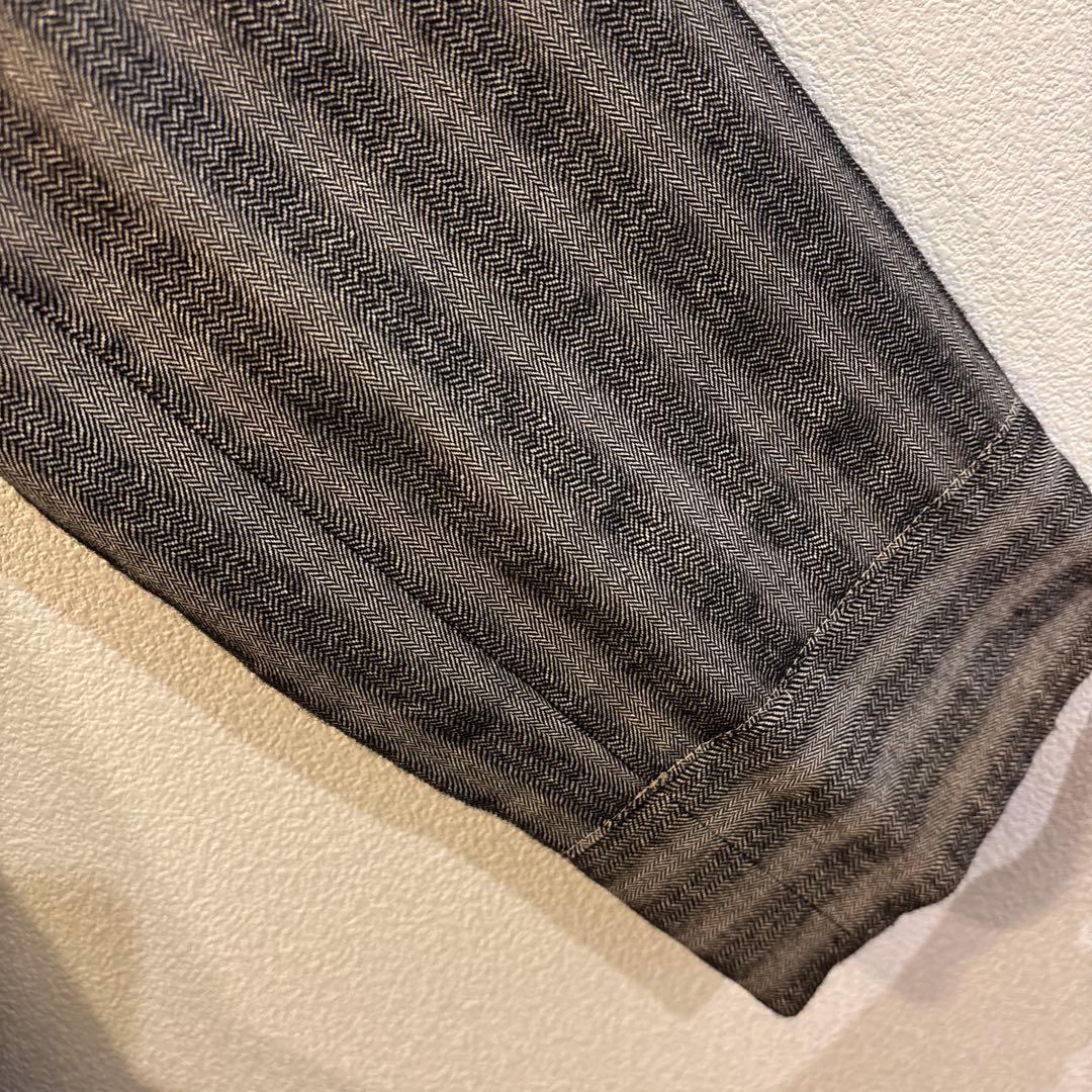 t.b 美品ストライプ ロングコート グレー ブラック