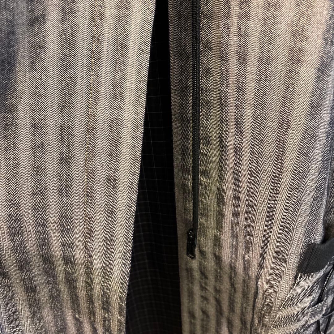 t.b 美品ストライプ ロングコート グレー ブラック