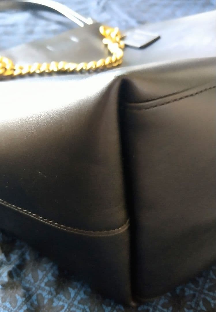 か*り様 COACH ブラックレザートートバッグ ゴールドチェーン付 2way