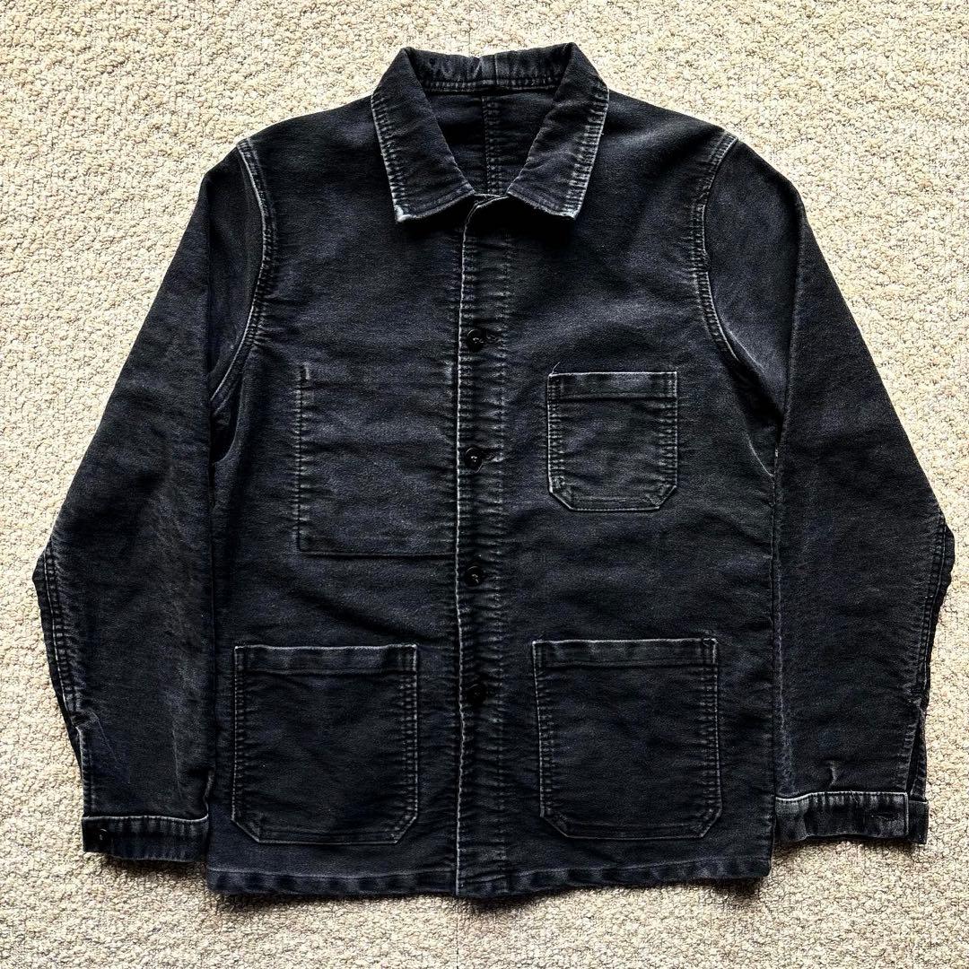 【60s】 ブラック モールスキン ジャケット フレンチワークジャケット
