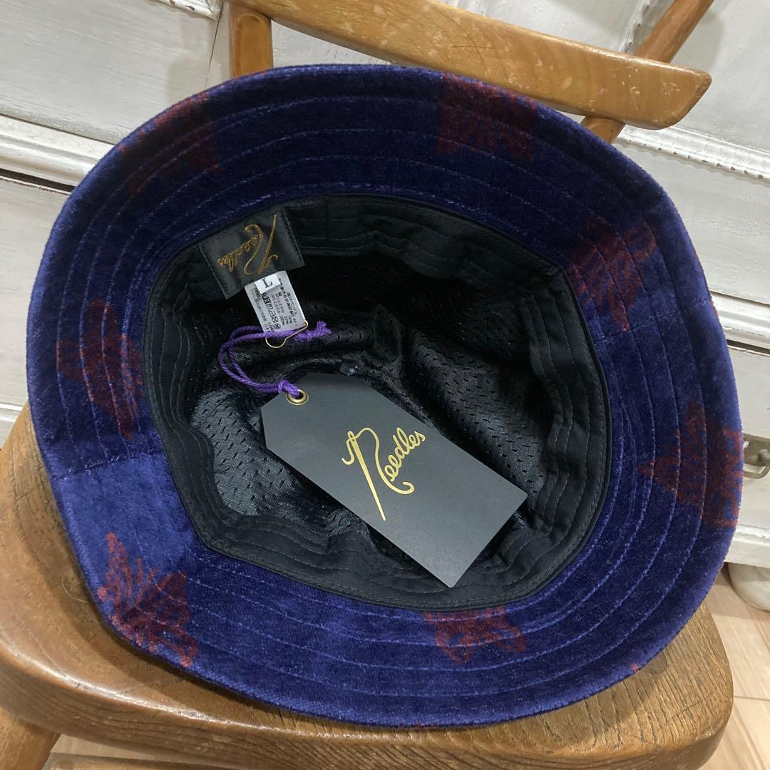 未使用 Needles バミューダハット L ネイビー ベロア パピヨン柄