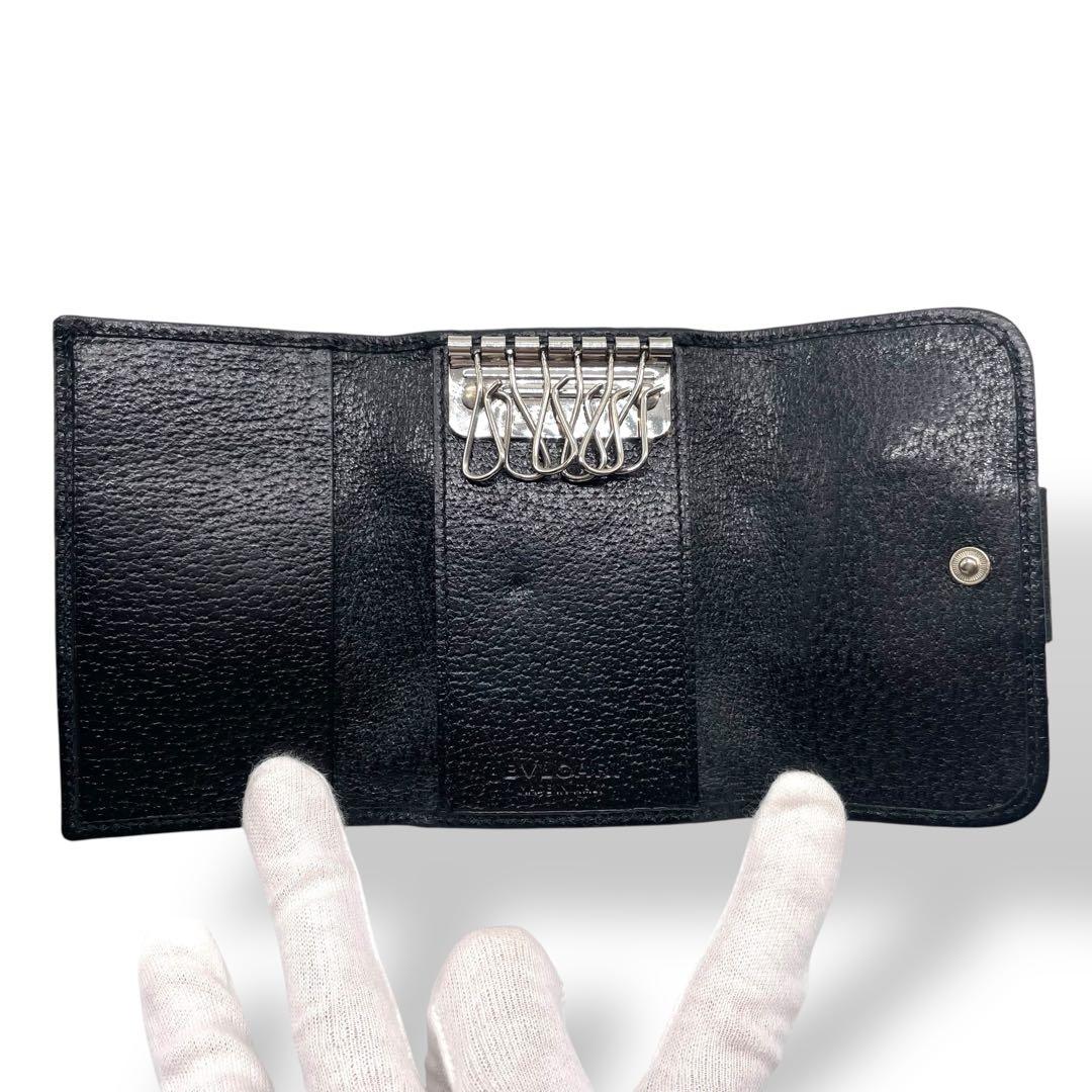 BVLGARI ブルガリ☆ロゴマニア ロゴ刻印 6連 キーケース ブラック