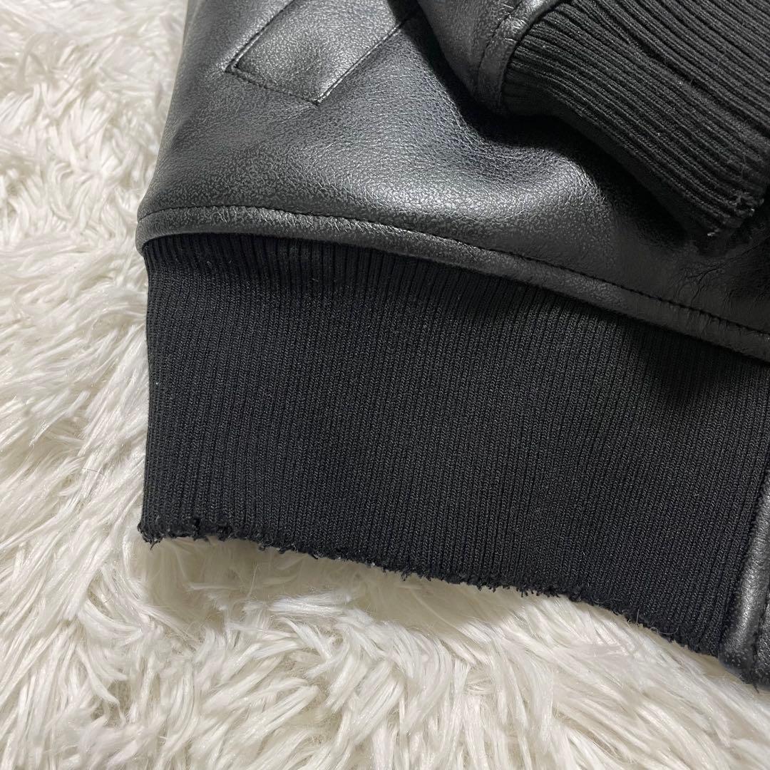 美品　ZARA ザラ コントラストフード付きフェイクレザー ジャケット S 黒