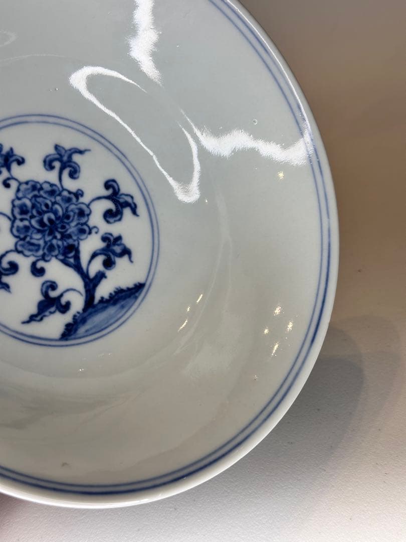 大明正徳年制 底款 高杯 高台 青花染付 花卉文 中国古董品 コレクション