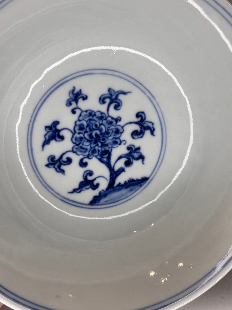 大明正徳年制 底款 高杯 高台 青花染付 花卉文 中国古董品 コレクション