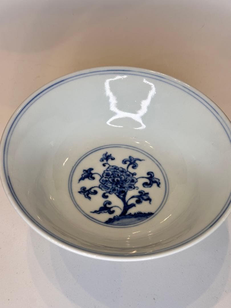 大明正徳年制 底款 高杯 高台 青花染付 花卉文 中国古董品 コレクション