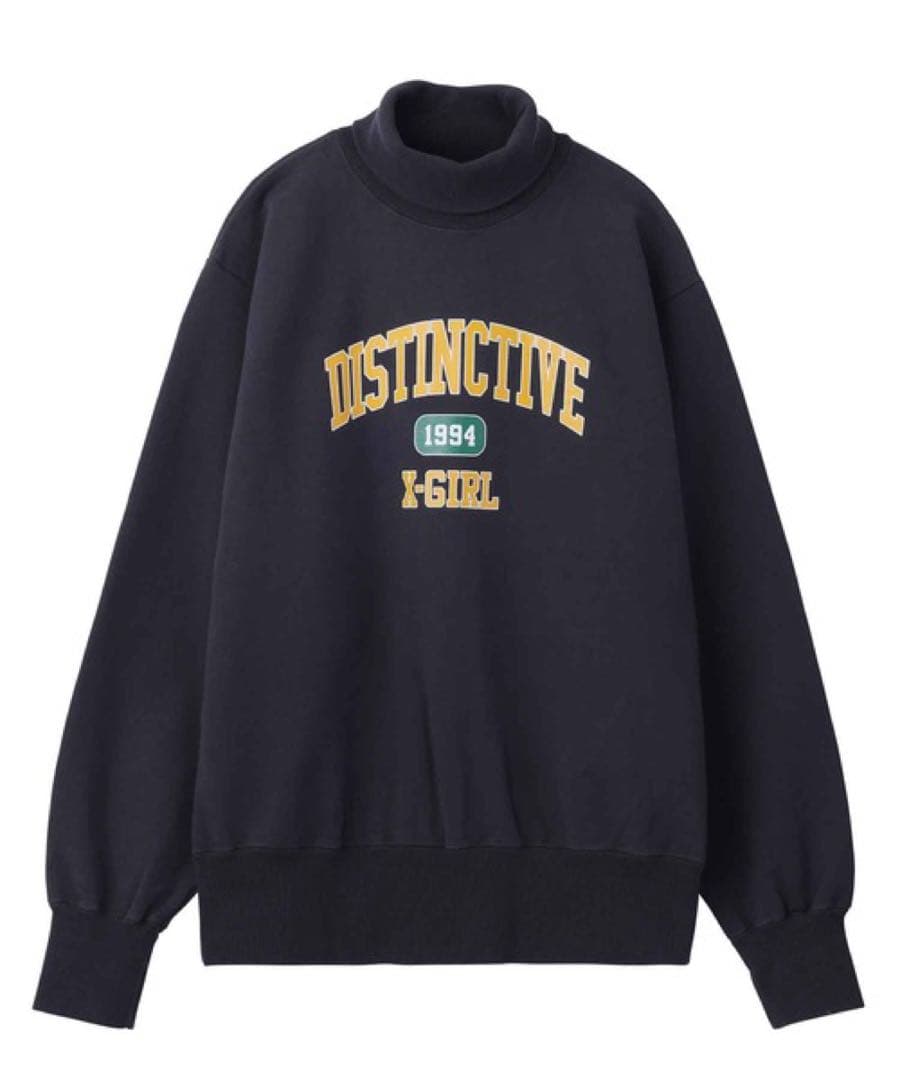 【新品】エックスガール カレッジロゴ入りハイネックスウェット トレーナー M