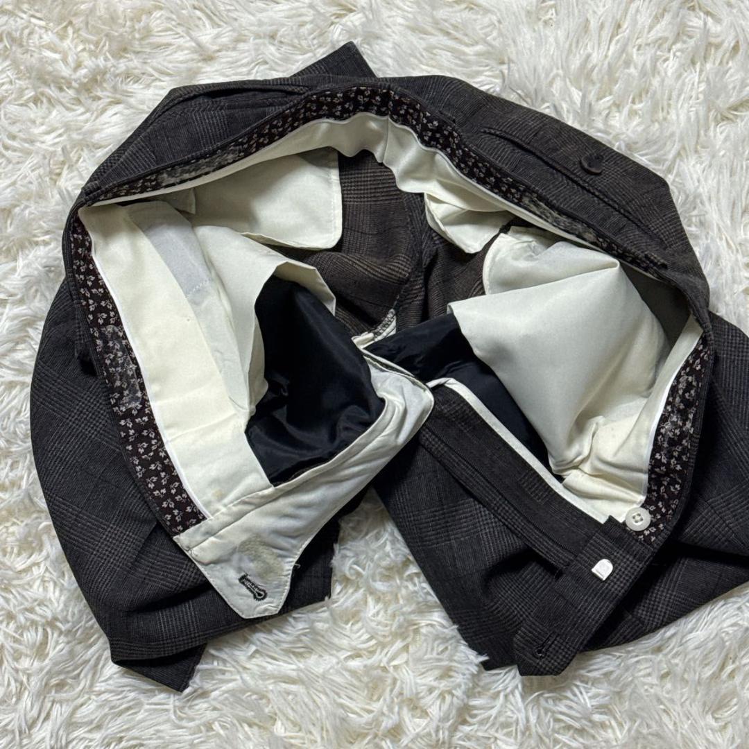 スーツセレクト　スーツ上下　ニュージーランドウール　グレンチェック　A6 濃茶