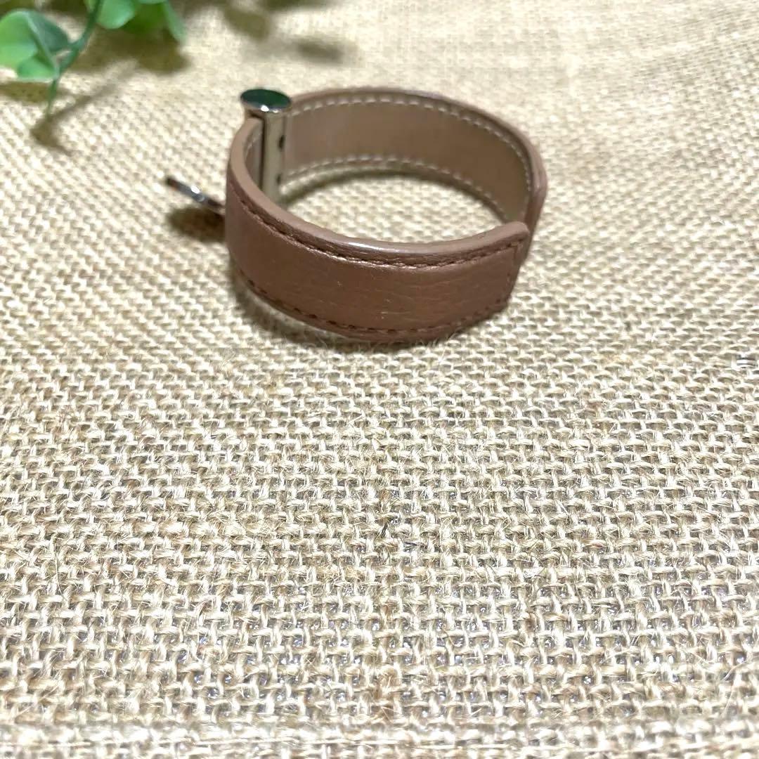 ブルガリ　レザーバングル　カフブレスレット　ブラウン