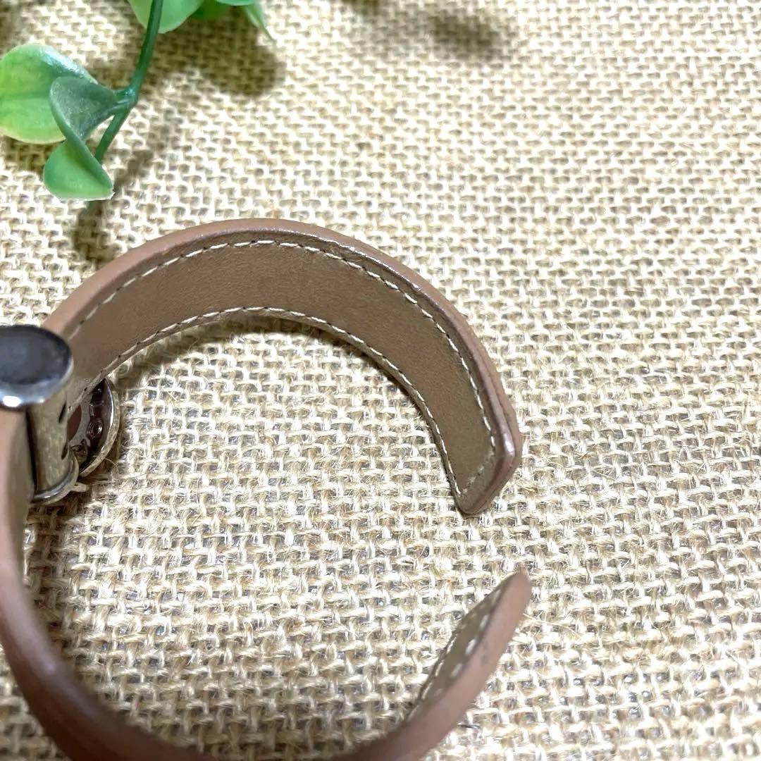 ブルガリ　レザーバングル　カフブレスレット　ブラウン