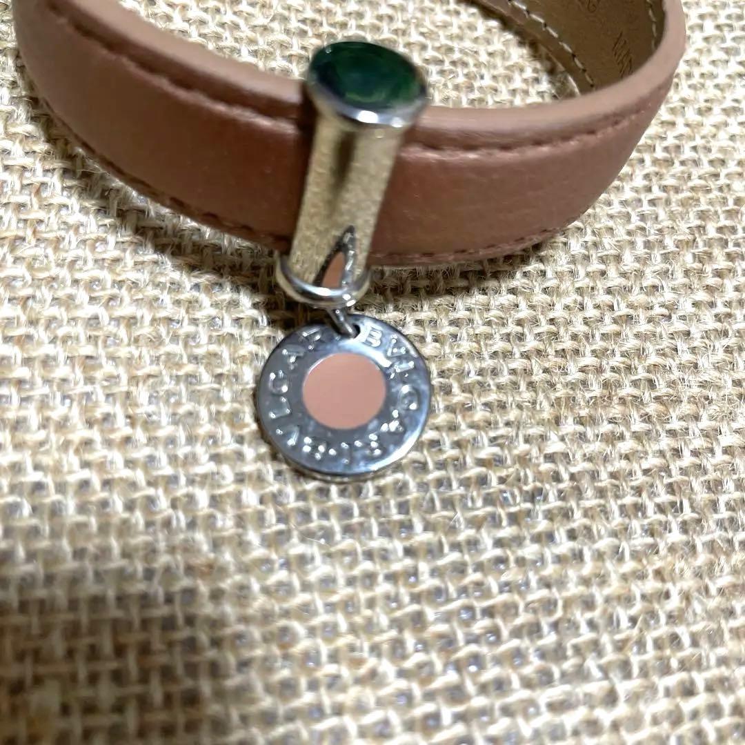 ブルガリ　レザーバングル　カフブレスレット　ブラウン