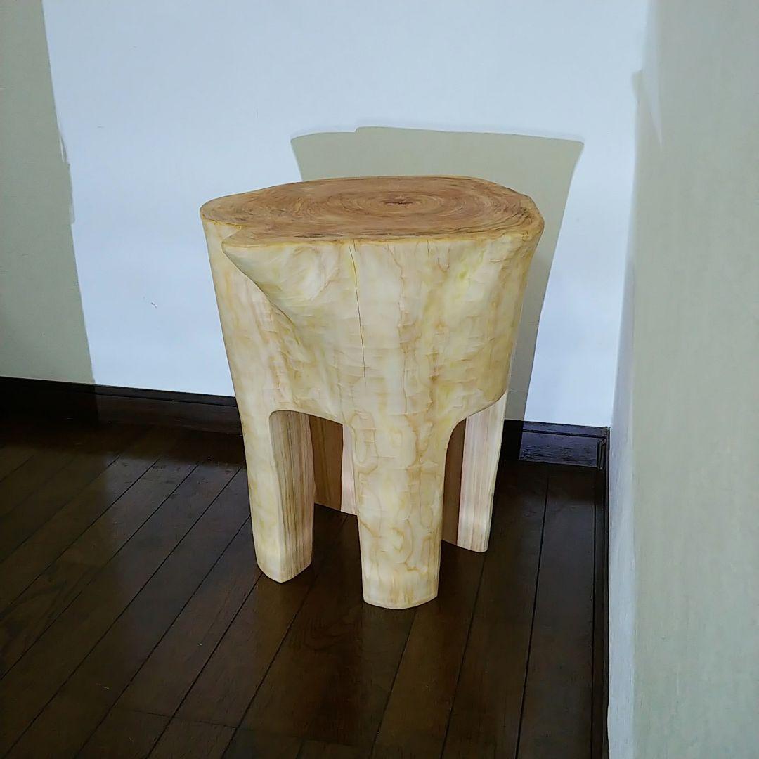 丸太スツール　丸太サイドテーブル　ヒノキ根元
