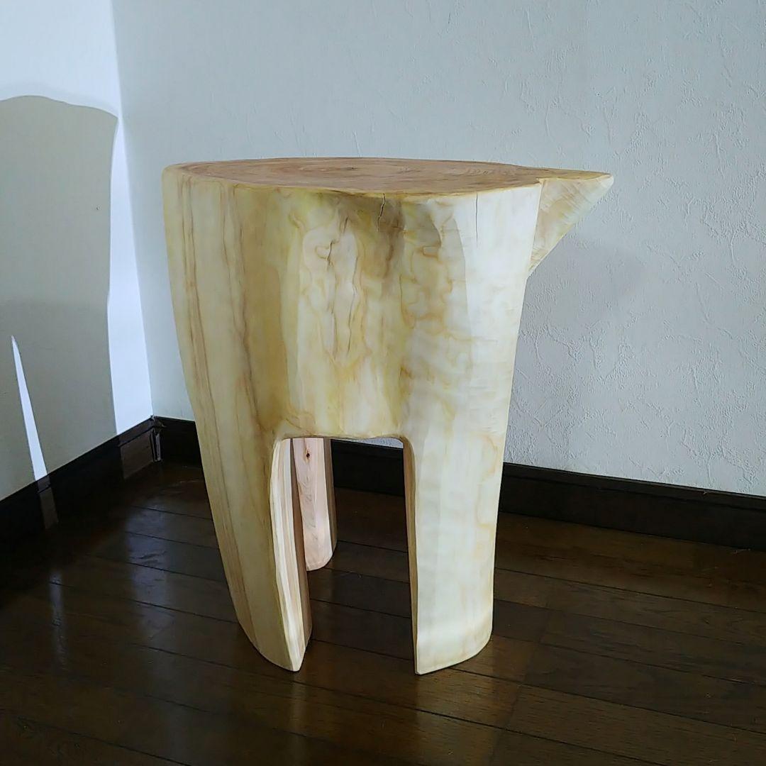 丸太スツール　丸太サイドテーブル　ヒノキ根元