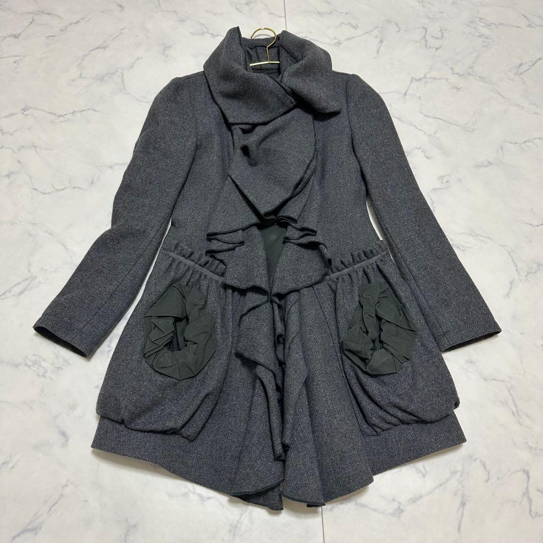 マリテフランソワジルボー フリルデザイン ウールコート