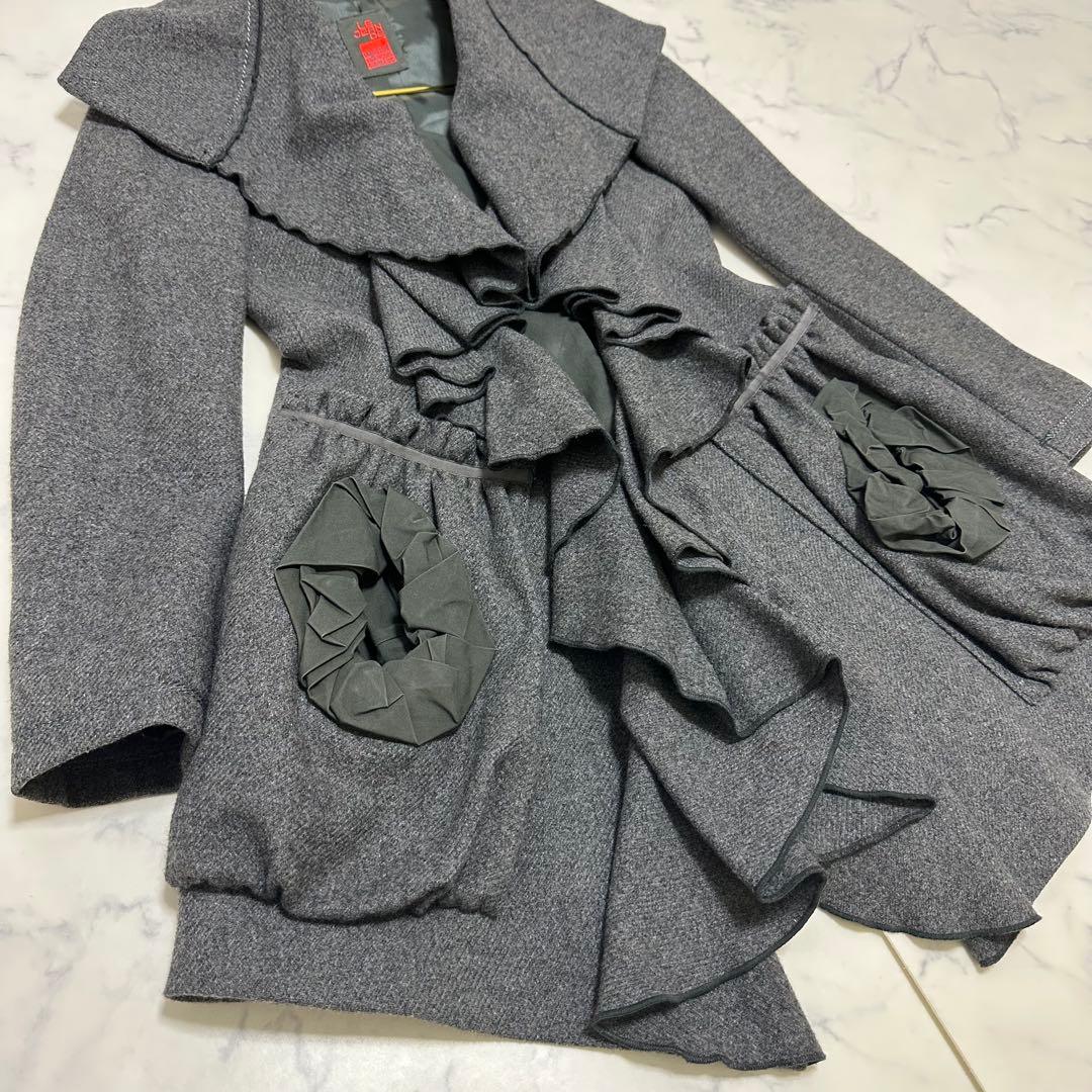 マリテフランソワジルボー フリルデザイン ウールコート