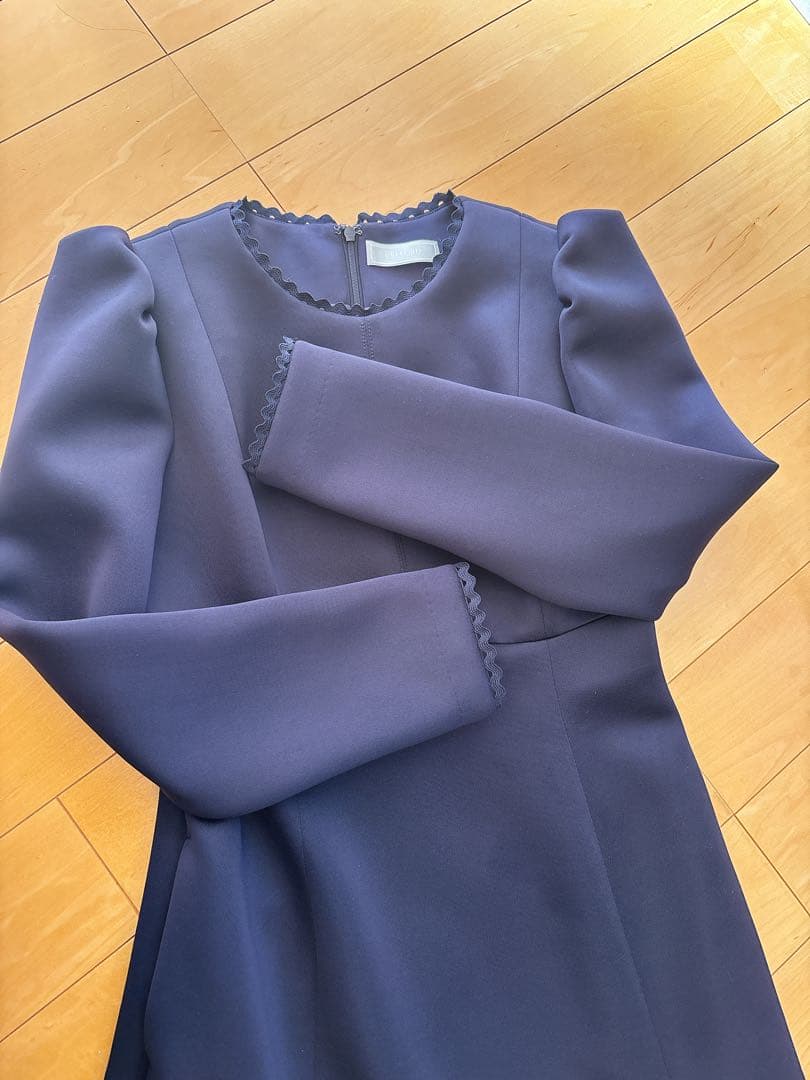 【美品】CELFORD レーストリムポンチワンピース　ネイビー　size38