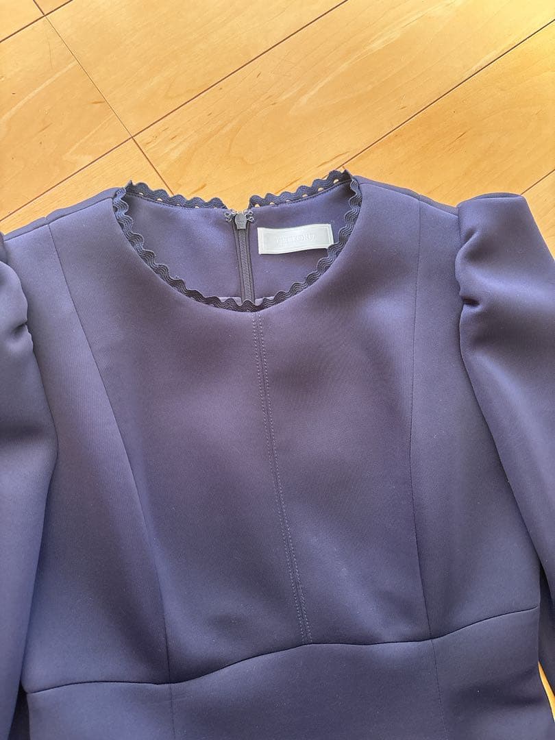 【美品】CELFORD レーストリムポンチワンピース　ネイビー　size38